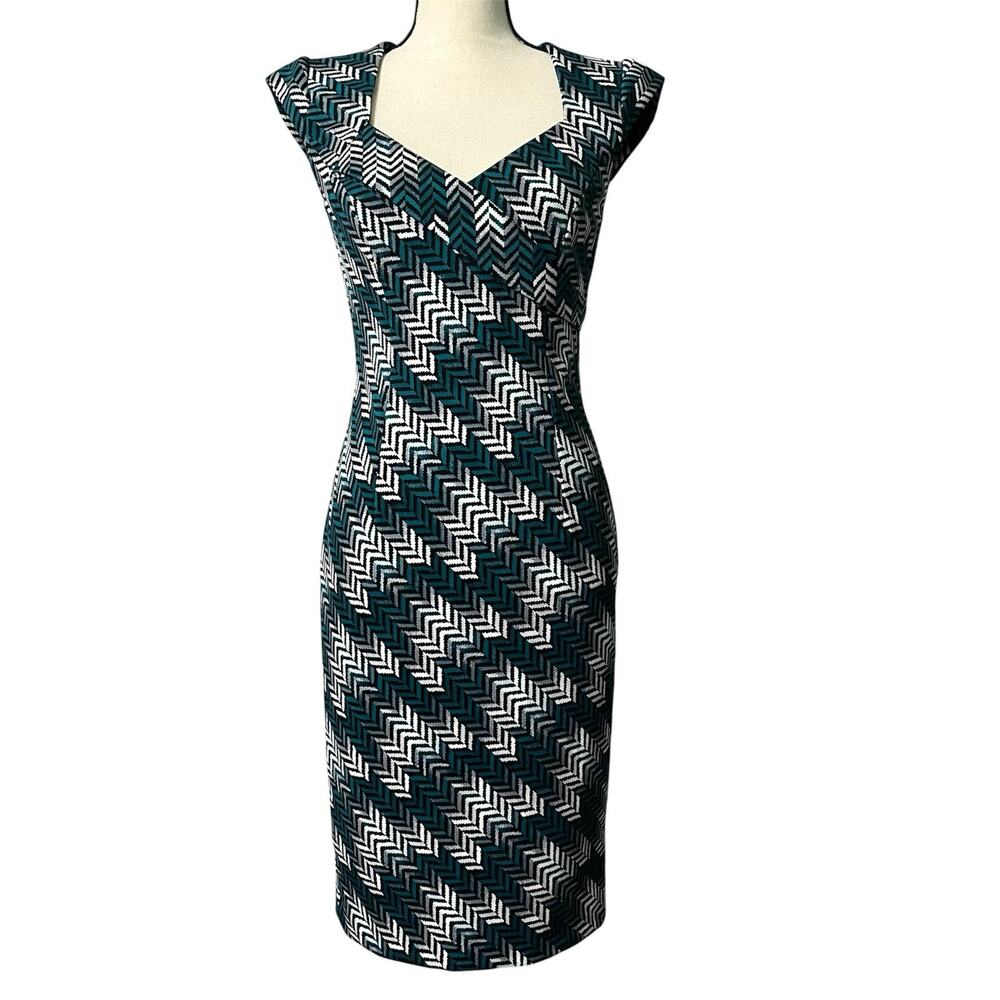 White House Black Market Herringbone Midi Pencil Dress Women's Size 4 NWT Zipper